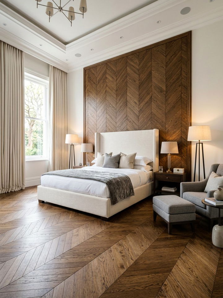 Chevron Pattern Wood - 30 bedroom floor design ideas