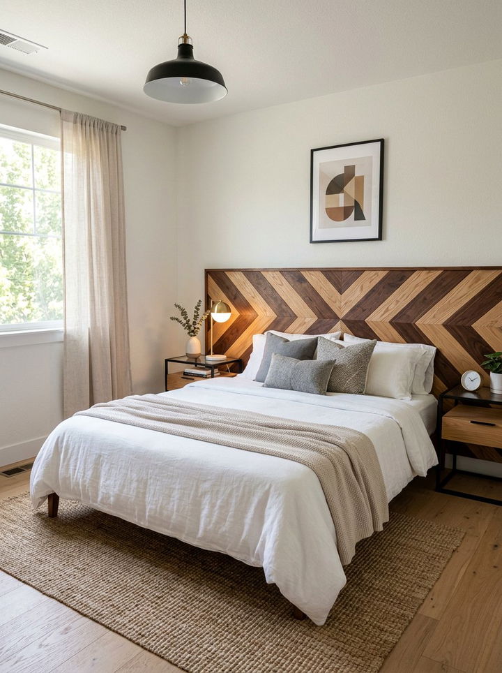 Chevron Wood Headboard - 30 bedroom wooden headboards