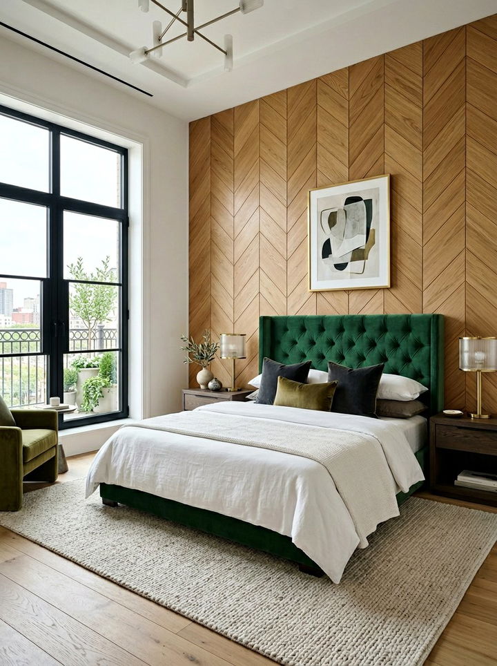Chevron Wood Wall - 30 bedroom wood wall ideas