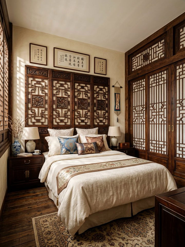 Chinese Lattice Bedroom - 30 Chinese bedroom ideas