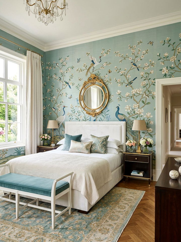Chinoiserie Wallpaper Bedroom - 30 Hollywood regency bedroom ideas