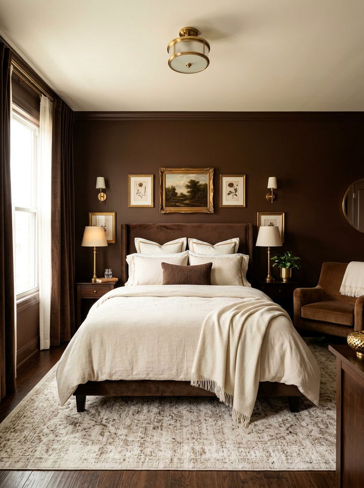 Chocolate Brown Bedroom - 30 dark neutral bedroom ideas
