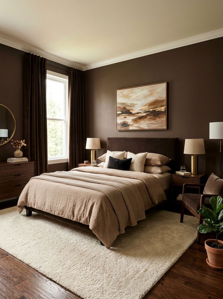 Chocolate Brown Bedroom - 30 warm tone bedroom ideas