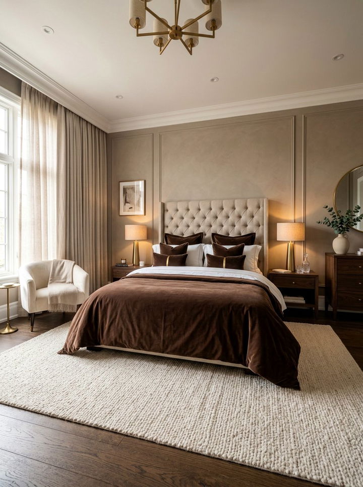 Chocolate Brown Velvet Bedding - 30 warm brown bedroom ideas