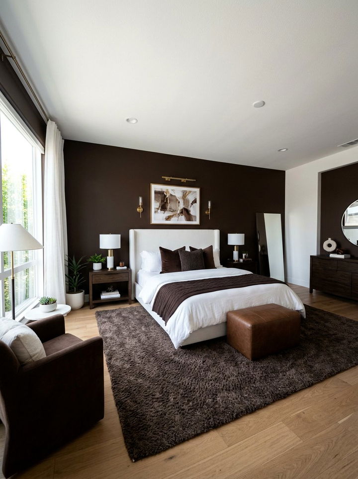 Chocolate Brown and Crisp White - 30 brown and white bedroom color combo
