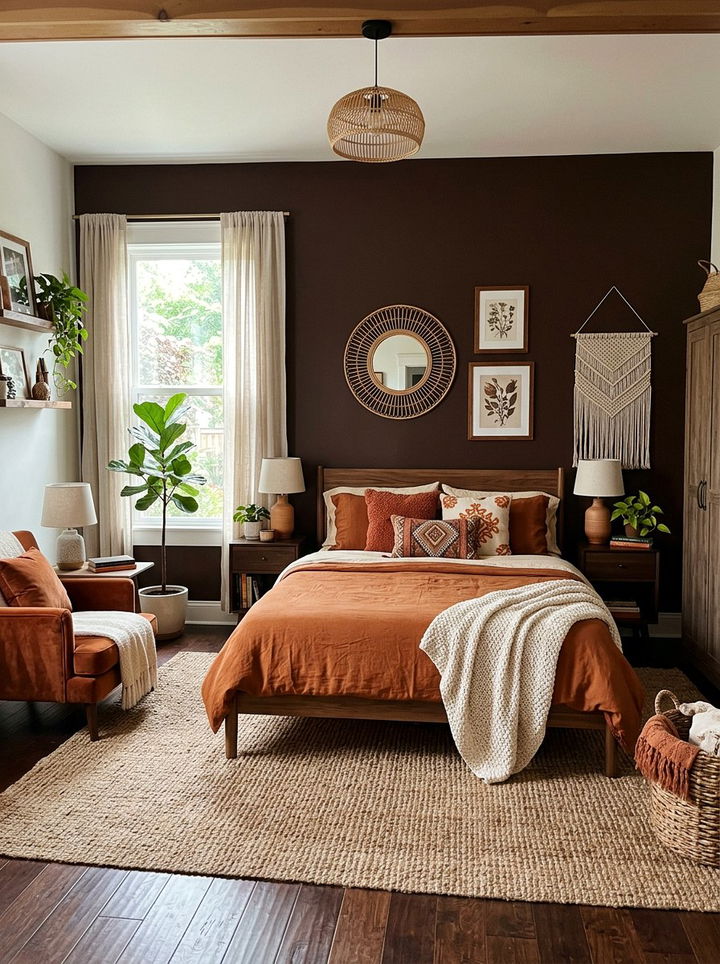 Chocolate and burnt orange bedroom - 30 chocolate bedroom ideas