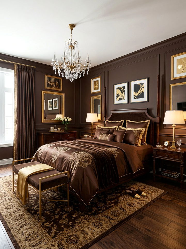Chocolate and gold bedroom - 30 chocolate bedroom ideas