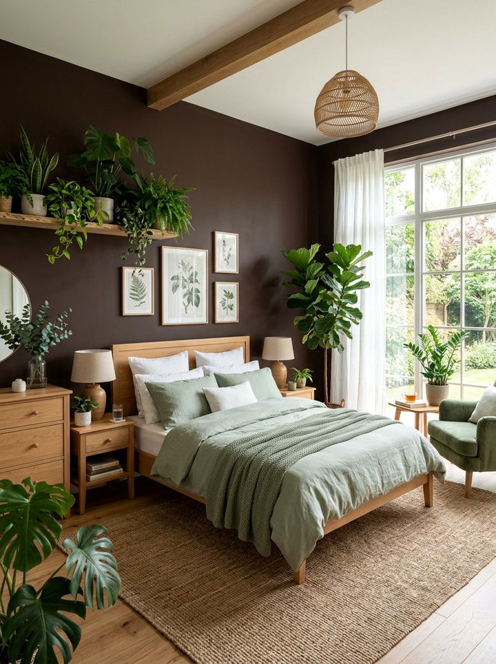Chocolate and sage green bedroom - 30 chocolate bedroom ideas
