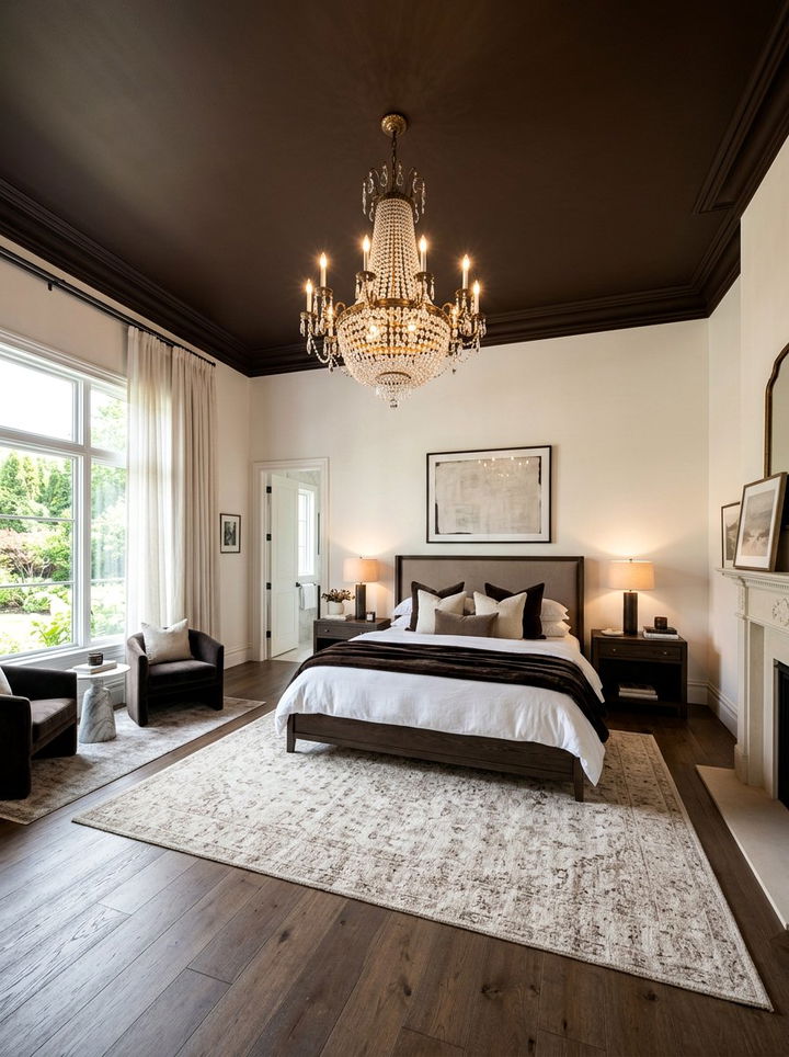 Chocolate brown ceiling - 30 chocolate bedroom ideas