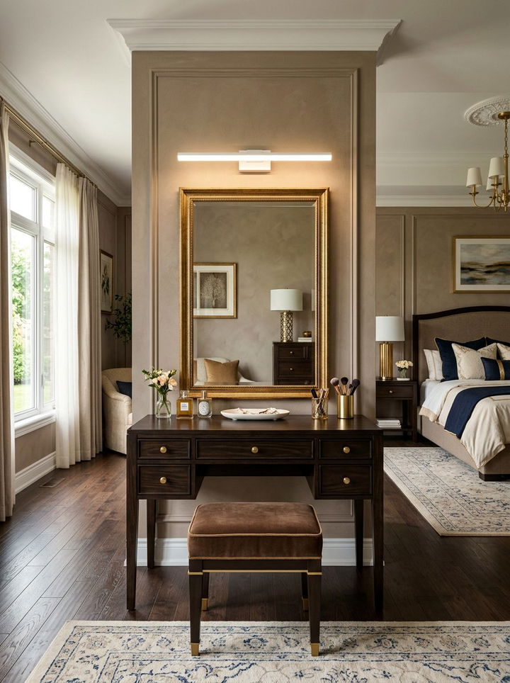 Chocolate brown vanity area - 30 chocolate bedroom ideas