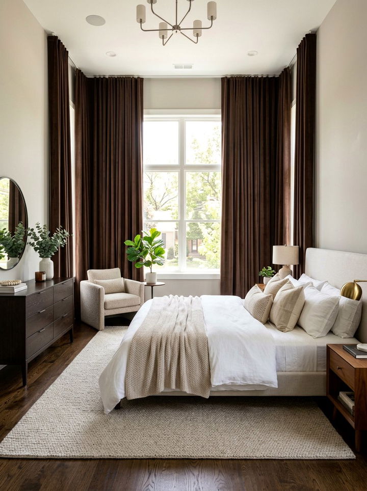 Chocolate brown window treatments - 30 chocolate bedroom ideas