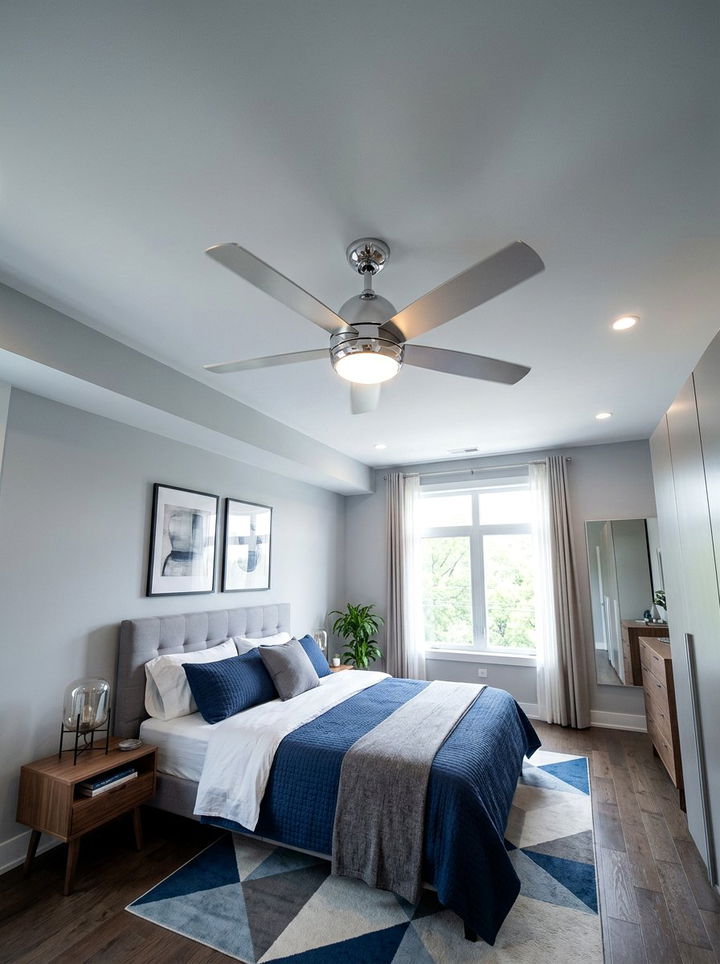 Chrome Ceiling Fan - 30 metal accent bedroom ideas
