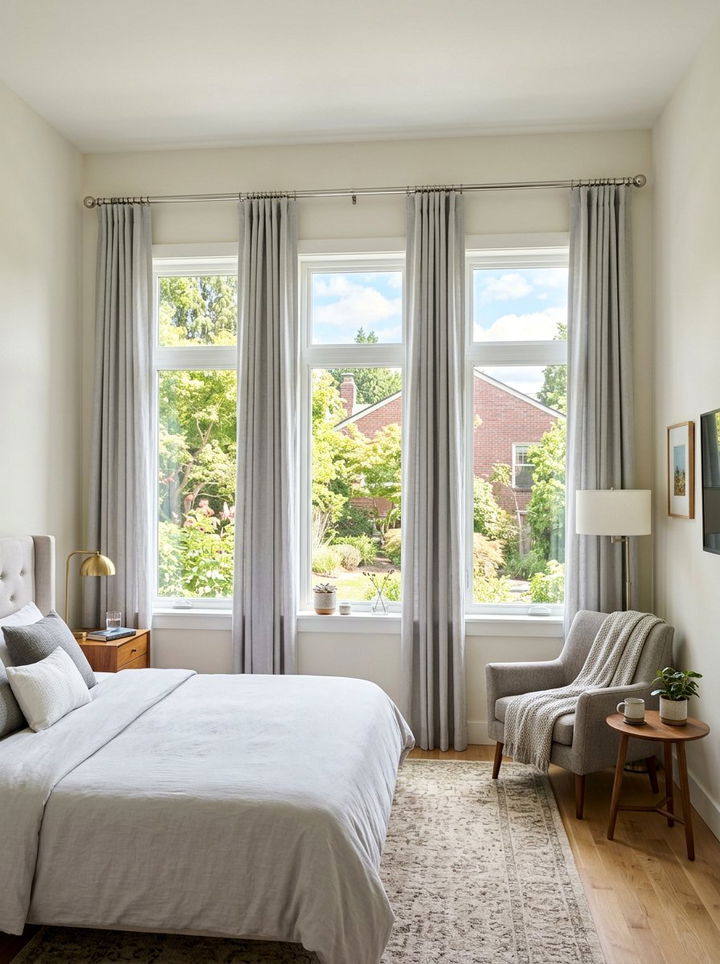 Chrome Curtain Rods - 30 silver accent bedroom ideas