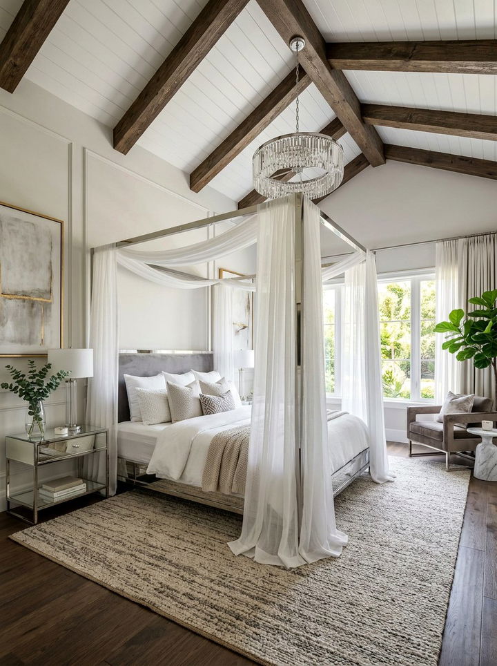 Chrome canopy bed bedroom - 30 chrome accent bedroom ideas