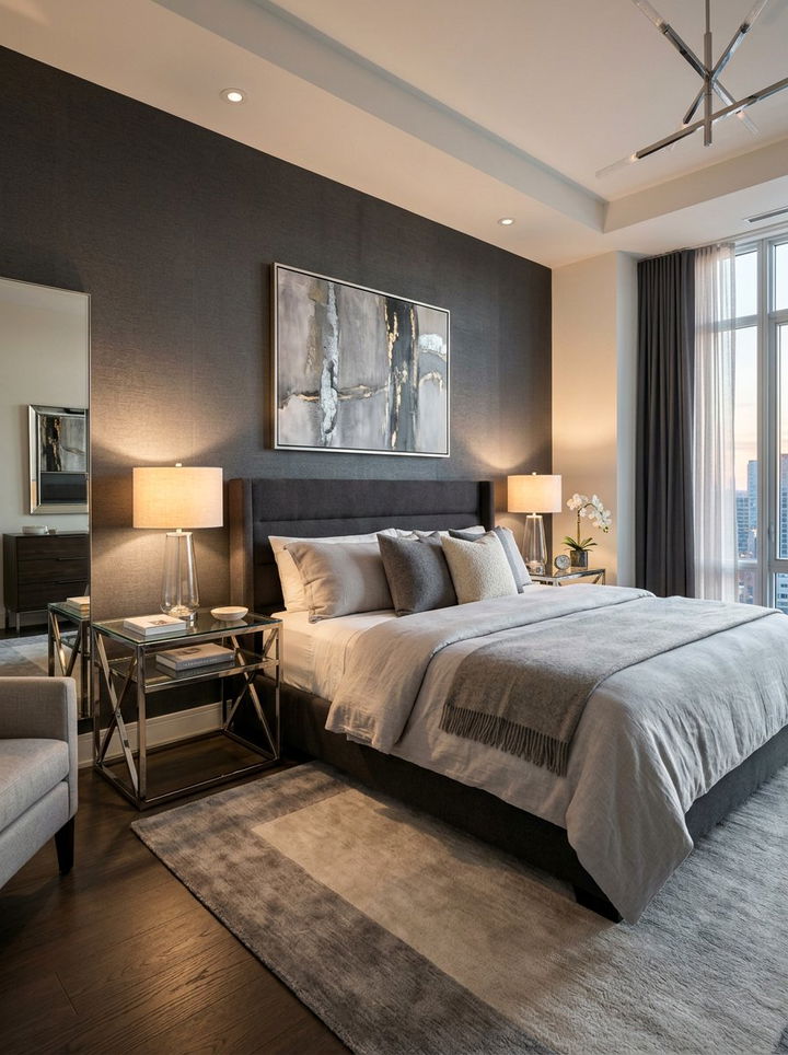 Chrome nightstand bedroom - 30 chrome accent bedroom ideas