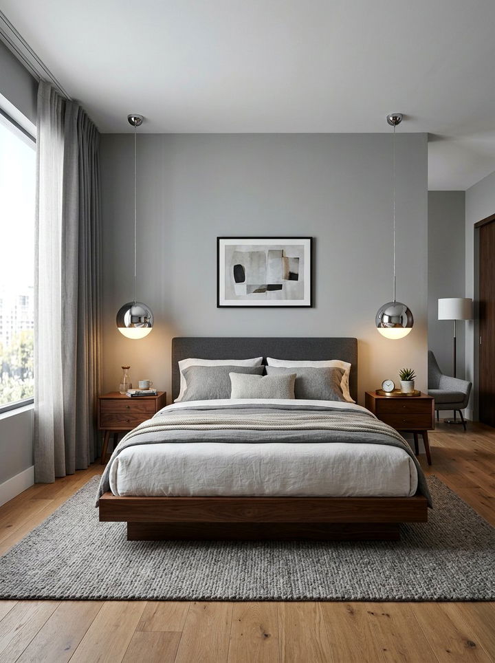 Chrome pendant light bedroom - 30 chrome accent bedroom ideas