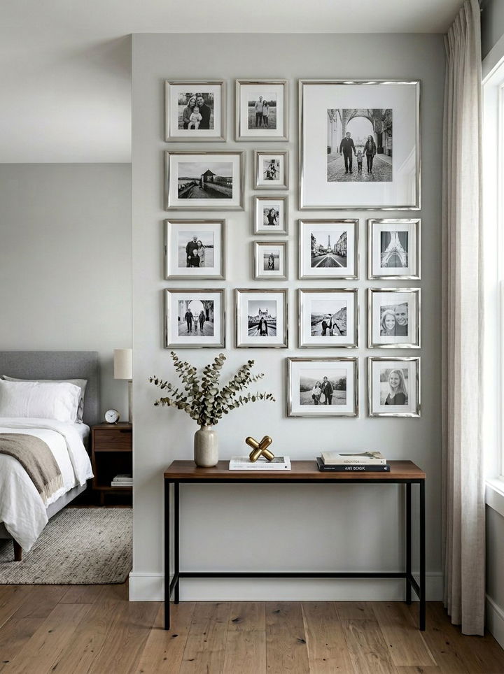 Chrome picture frame bedroom - 30 chrome accent bedroom ideas