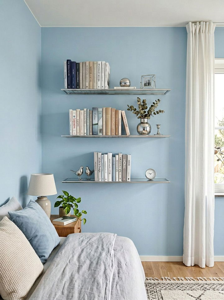 Chrome shelf bedroom - 30 chrome accent bedroom ideas