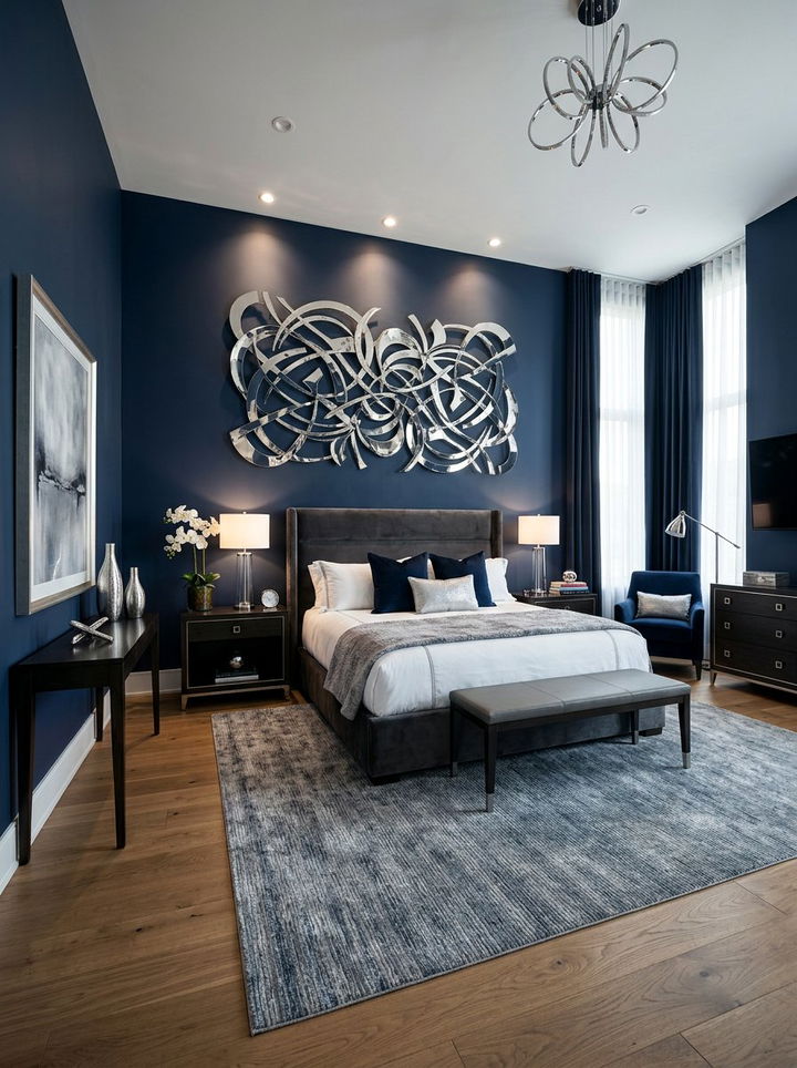 Chrome wall decor - 30 chrome accent bedroom ideas
