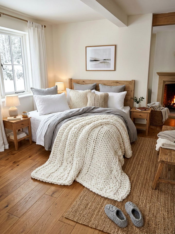 Chunky Knit Bedroom - 30 textured bedroom ideas