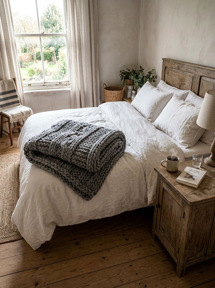 Chunky Knit Blanket - 30 plush bedroom ideas