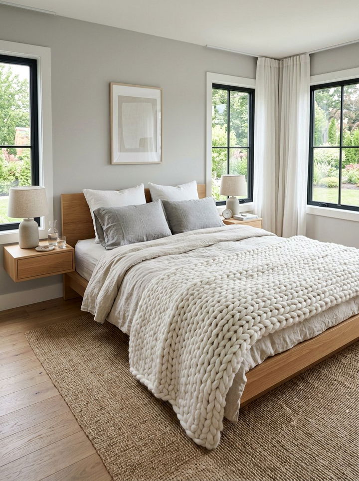 Chunky Knit Blanket Master Bedroom - 30 knitted bedroom ideas