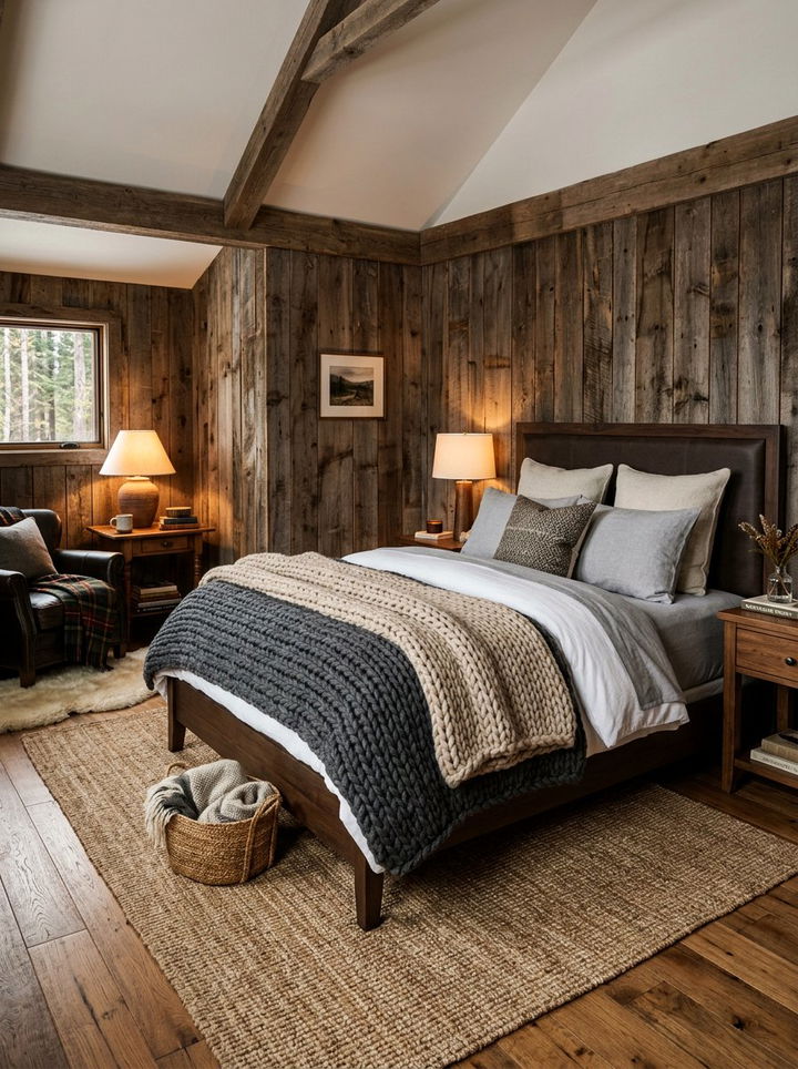Chunky Knit Blankets - 30 rustic black bedroom ideas