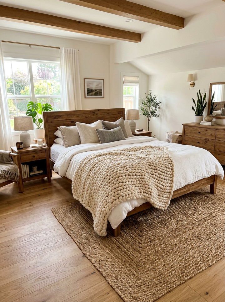 Chunky Knit Throw - 30 rustic bedroom ideas
