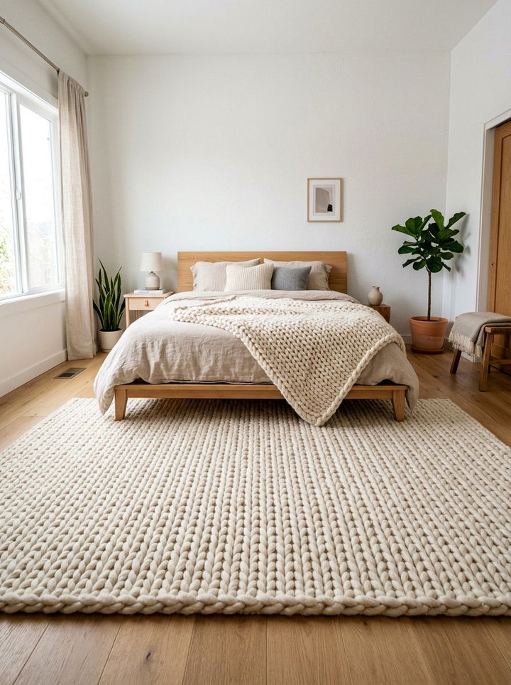 Chunky Knit Wool Rug - 30 bedroom wool rugs