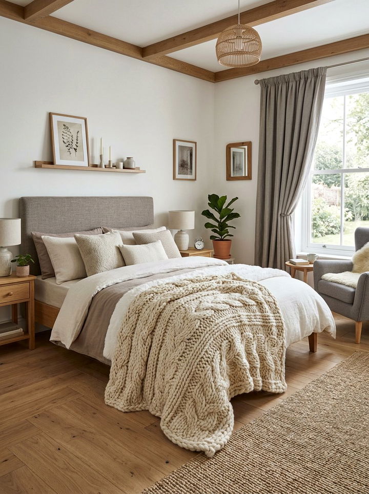 Chunky Knit Wool Throw - 30 bedroom bedding ideas