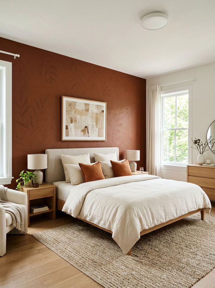Cinnamon Accent Wall - 30 cinnamon bedroom ideas
