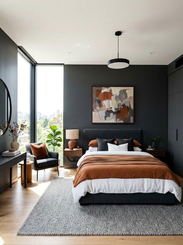 Cinnamon And Charcoal Grey Bedroom - 30 cinnamon bedroom ideas