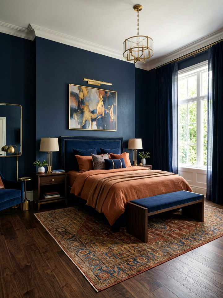 Cinnamon And Navy Blue Bedroom - 30 cinnamon bedroom ideas