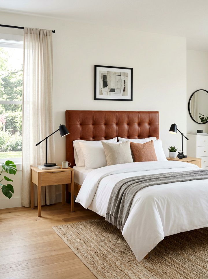 Cinnamon Leather Headboard - 30 cinnamon bedroom ideas