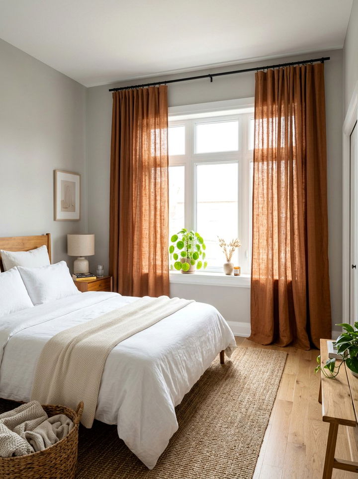 Cinnamon Linen Curtains - 30 cinnamon bedroom ideas