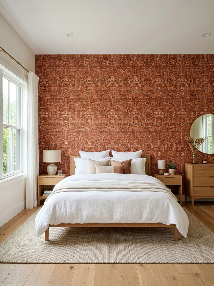 Cinnamon Patterned Wallpaper - 30 cinnamon bedroom ideas