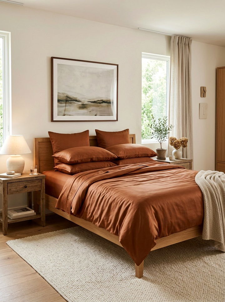 Cinnamon Silk Bedding Set - 30 cinnamon bedroom ideas