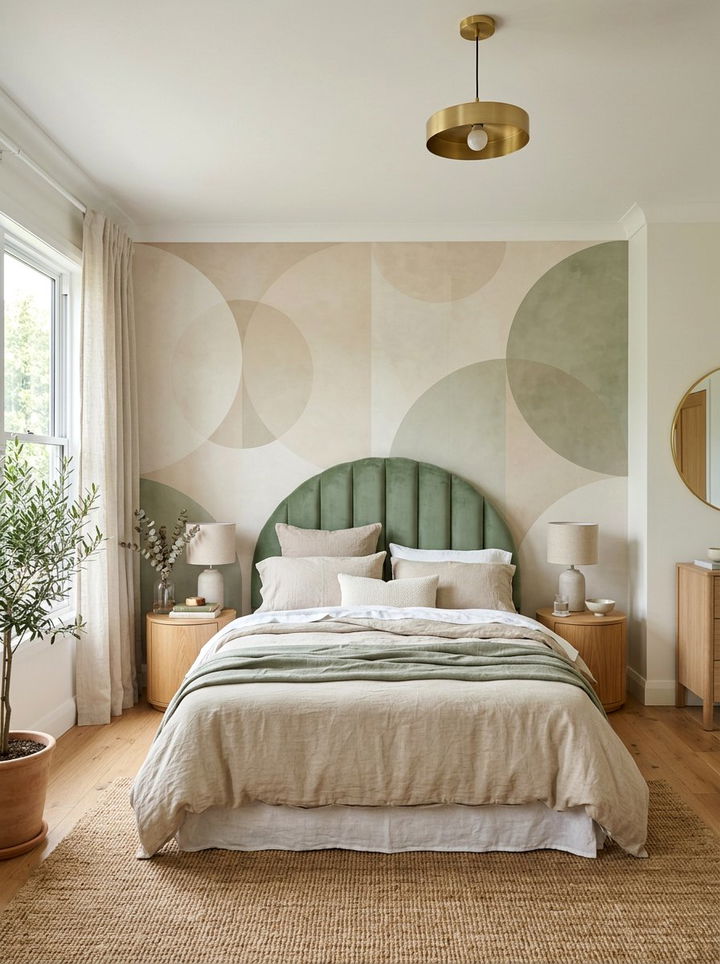 Circle Geometric Wall Mural - 30 bedroom geometric wall designs
