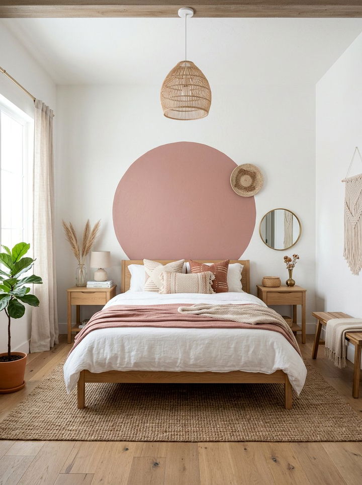 Circle wall mural bedroom - 30 color block bedroom ideas