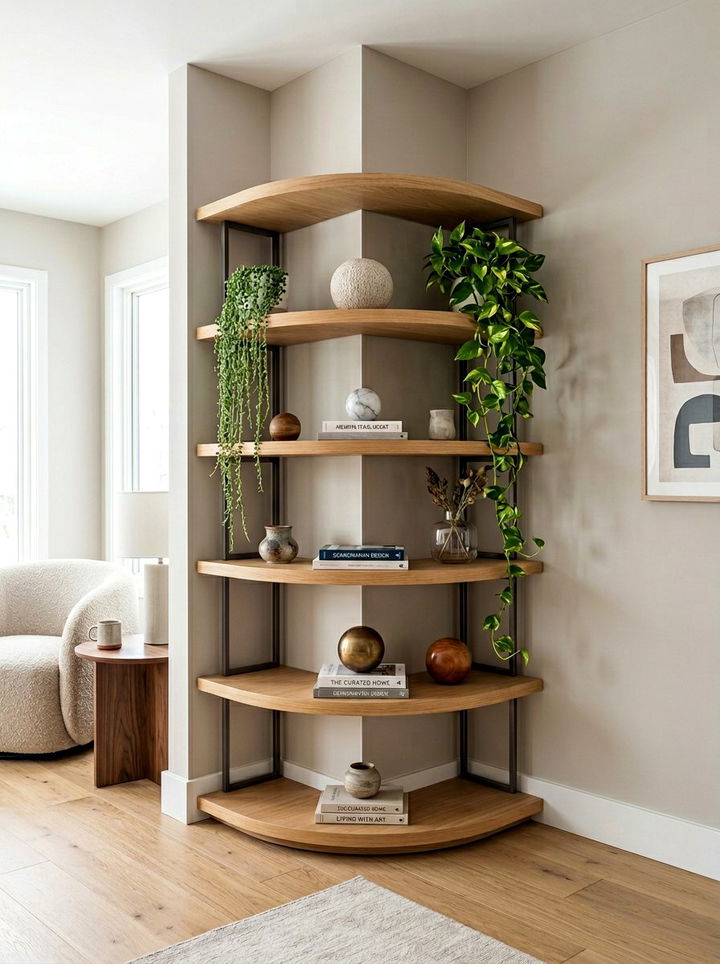Circular Corner Shelf - 30 bedroom corner shelving ideas