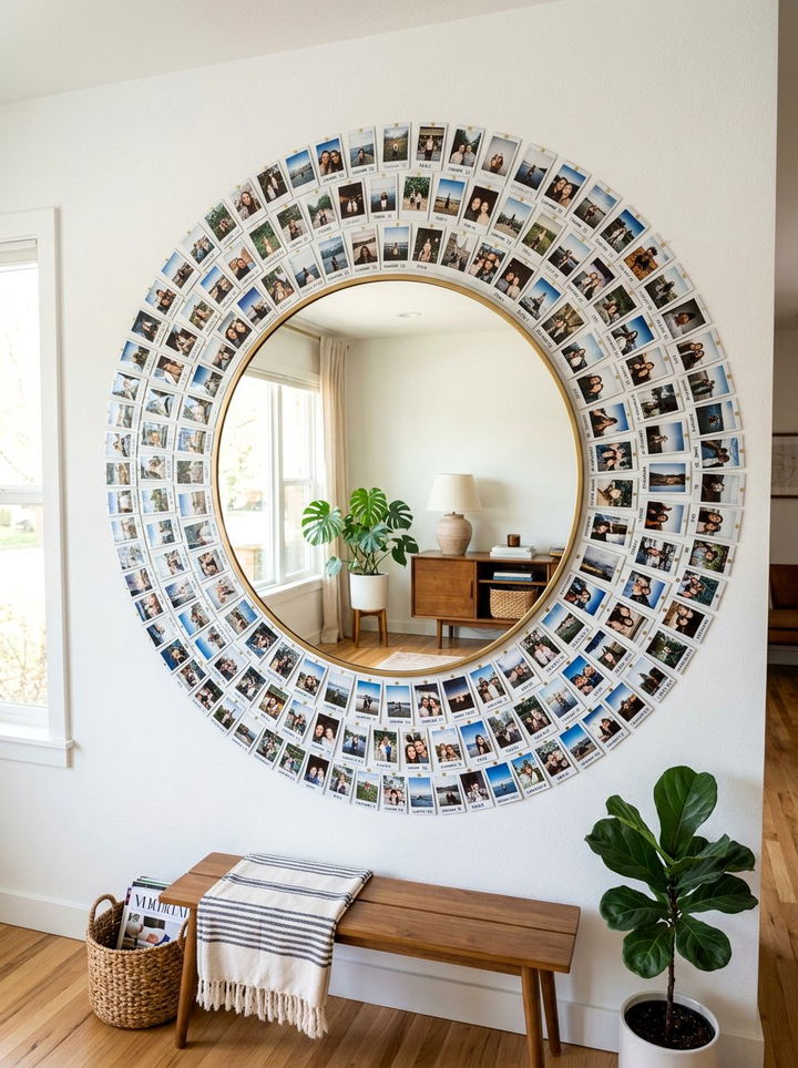 Circular Mirror Photo Surround - 30 bedroom photo displays