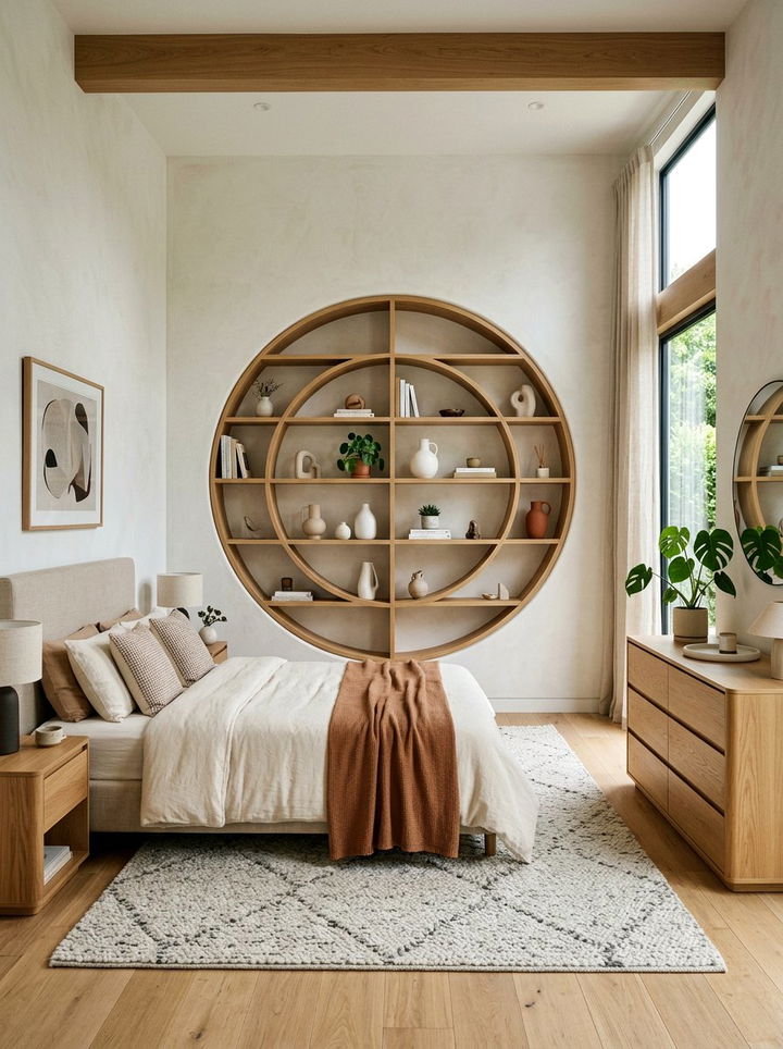 Circular Shelving Unit - 30 bedroom shelving ideas
