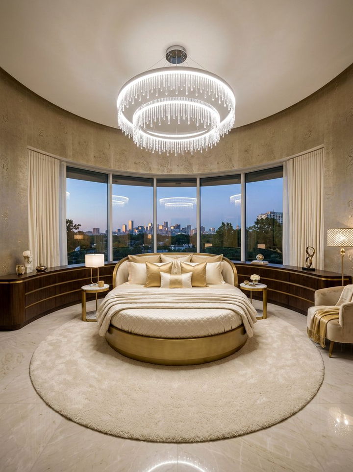 Circular bedroom furniture arrangement - 30 oddly shaped bedroom ideas