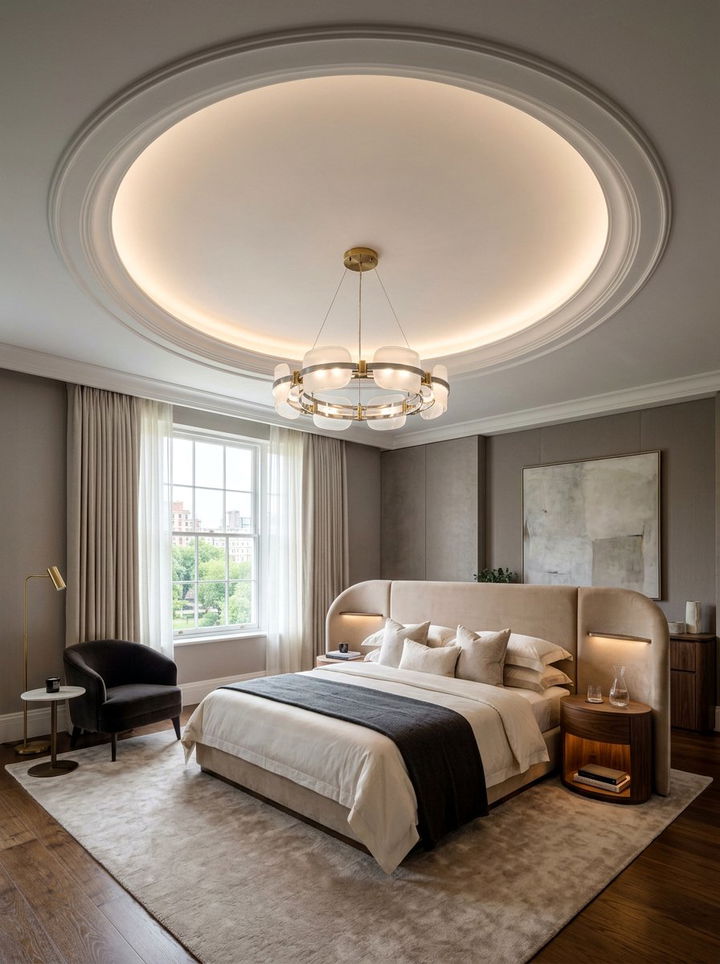 Circular tray ceiling - 30 bedroom tray ceiling ideas