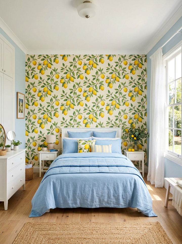 Citrus Tree Wallpaper - 30 bedroom botanical wallpapers