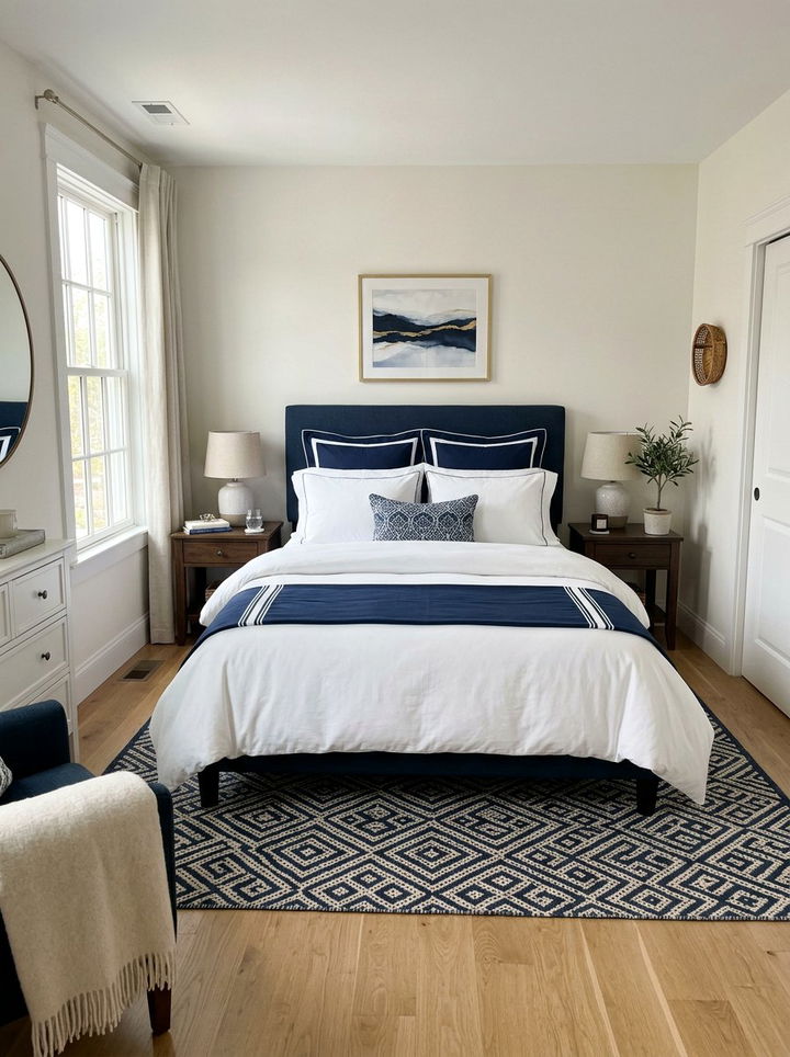 Classic Navy White Bedding - 30 navy and white bedroom ideas