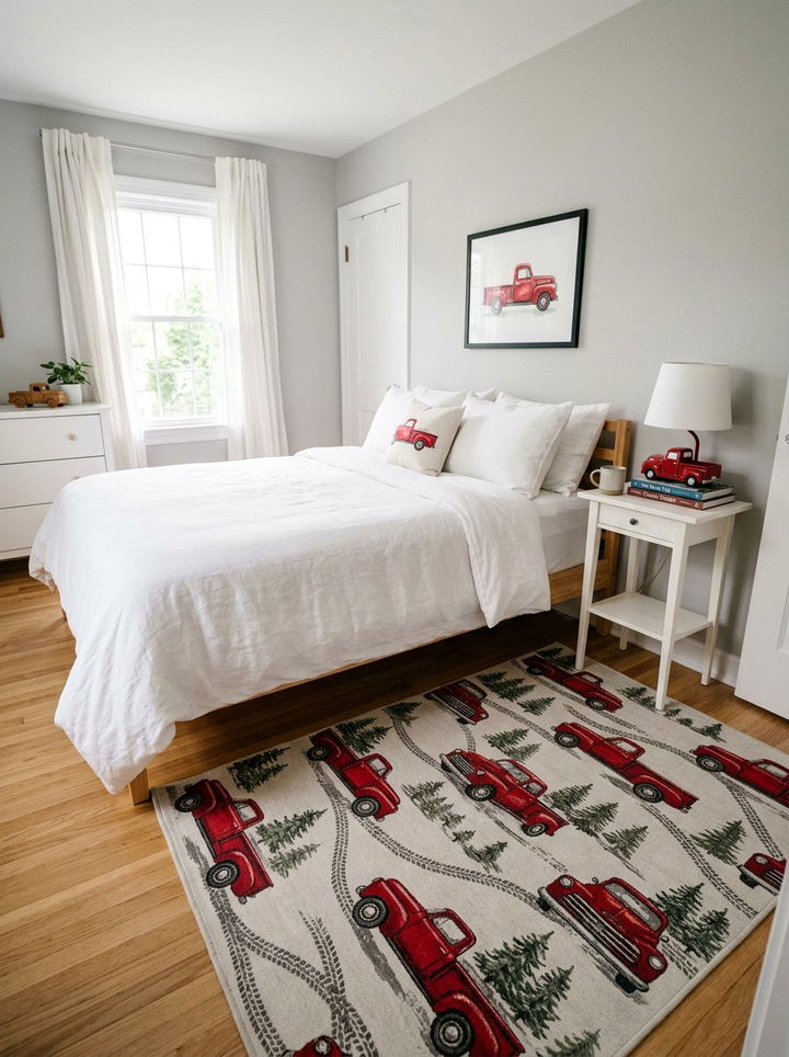 Classic Red Truck Accents - 30 truck bedroom ideas