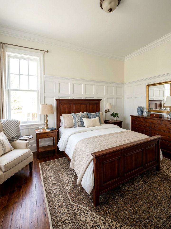 Classic Wainscoting - 30 traditional white bedroom ideas