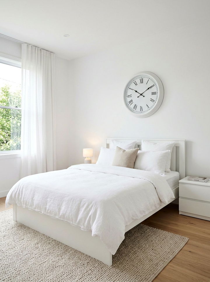 Classic White Round Wall Clock - 30 bedroom clock ideas