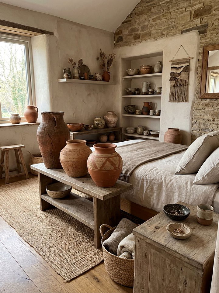 Clay Pottery accents - 30 Mexican bedroom ideas